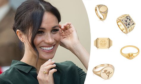 The signet ring has been a staple piece of jewellery of the royal family for centuries, but... Signet Rings Women Vintage, Signet Engagement Rings, Engagement Rings Women, Missoma Jewellery, Pinky Rings For Women, Popular Jewelry Trends, Yellow Gold Amethyst Ring, Pinky Signet Ring, Heirloom Rings