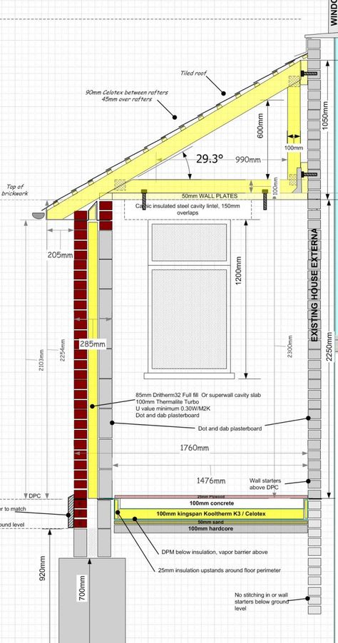 porch cross section | DIYnot Forums Tiny Beach House, Lean To Roof, 2bhk House Plan, Building Plans House, Porch Area, Backyard Office, Roof Construction, Roof Architecture, Roof Trusses