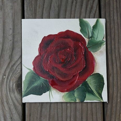 easy Paint a Red Rose - Pamela Groppe Art Painting Red Roses, Rose Painting Acrylic, Flower Painting Acrylic, Easy Flower Painting, Rose Tutorial, Canvas Painting Tutorials, Simple Canvas Paintings, Cute Canvas Paintings, Art Easy