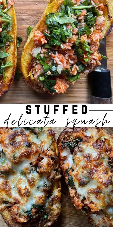 Delicata Squash Recipe Air Fryer, Delicata Squash Air Fryer, Delectica Squash Recipe, Stripetti Squash Recipes, Delicate Squash Recipes, Stuffed Buttercup Squash Recipe, Stuffed Yellow Squash Recipes, Squash Delicata, Ww Plans