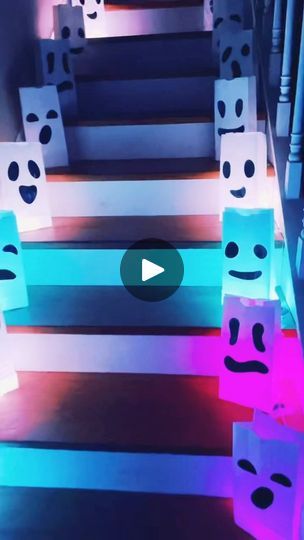 34K views · 549 reactions | DIY Paper Bag Ghost Lanterns! 👻 Light up your Halloween with these easy-to-make ghost luminaries  using simple materials: white paper bags, black vinyl, scissors, and Christmas lights. Whether you’re looking to add a spooky glow to your stairs, front porch, or yard, these luminaries are perfect for greeting trick-or-treaters! This fun and simple Halloween craft is easy enough for kids to help with, making it a great family activity. Create your own glowing ghost decor and add some extra Halloween magic to your home this season! Materials: White paper bags, black vinyl, scissors, string lights (or battery-powered lights for outdoor use) Uses: Halloween decor, outdoor lanterns, indoor lighting, spooky decorations for trick-or-treaters, porch lighting, DIY Hallowe Paper Bag Ghost, Ghost Luminaries, Luminary Diy, Halloween Decor Outdoor, Halloween Paper Bags, Lanterns Light, Diy Paper Bag, Ghost Decor, Spooky Decorations