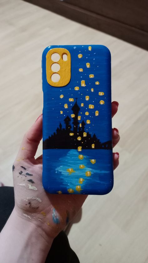 Colorful Tangled phone case handmade Handmade Phone Case Painted, Artsy Phone Cases, Handmade Phone Case, Diy Iphone Case, Diy Phone Case, Cute Phone Cases, Tangled, Acrylic Paint, Art Inspo