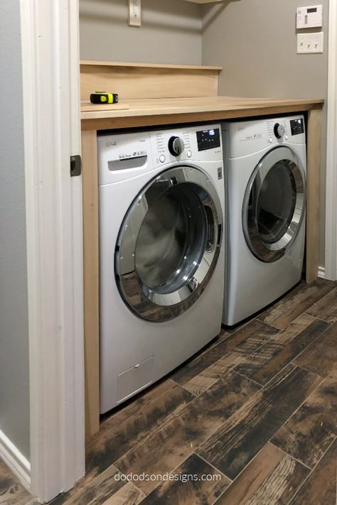 DIY Laundry Room Makeover Folding Station Washer Dryer With Countertop, Laundry Room Folding Table Over Washer, Traditional Laundry Room Design, Laundry Room Walls Ideas, Laundry Room Must Haves List, Add Sink To Laundry Room, Laundry Room Folding Counter, Laundry Room Table, Laundry Room Closet Ideas