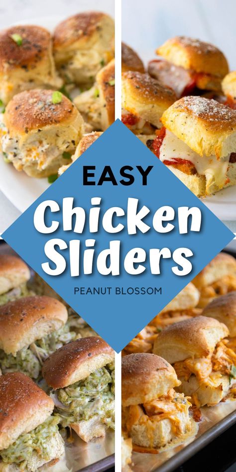 Pick one of the best chicken slider recipes for using up a rotisserie chicken as part of a fun party menu. These warm baked sliders are deliciously crispy on the outside and filled with ooey gooey melted cheese and savory chicken with sauces and spices on the inside. Canned Chicken Sliders Recipes, Chicken Nugget Sliders Recipe, Slider Recipes Chicken, Sliders With Chicken, Ground Chicken Sliders Recipes, Chicken Slices Recipe, Appetizers With Rotisserie Chicken, Canned Chicken Sliders, Smoked Chicken Sliders