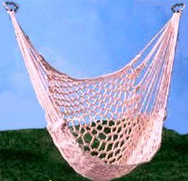 Hammock Chair - This Hammock Chair is easy to make, but time consuming, since it’s large.  It’s a Macrame project that is suitable for beginners, though, since it is not complex.  This hanging chair features a deep design that a person can nestle in, to enjoy the outdoors in comfort. Macrame Hammock Chair Pattern, Diy Hammock Chair, Bamboo Projects, Macrame Hammock Chair, Macrame Hanging Chair, Macrame Chairs, Macrame Hammock, Diy Hammock, Hanging Chairs