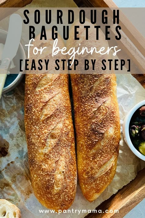 Sourdough Baguette Recipe, French Baguette Recipe, Sourdough Baguette, Recipe Using Sourdough Starter, Baguette Recipe, Sourdough Starter Discard Recipe, Homemade Sourdough Bread, Bread Starter, Sourdough Starter Recipe