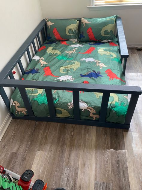 Full Size Bed For Toddler Boy, Toddler Bedroom Boy Cribs & Beds, Full Bed For Toddler Boy, Floor Beds For Twins, Turn Crib Into Floor Bed, Toddler Bed In Master Room, Floor Twin Bed, Monissory Bed, Floor Bed Boys Room