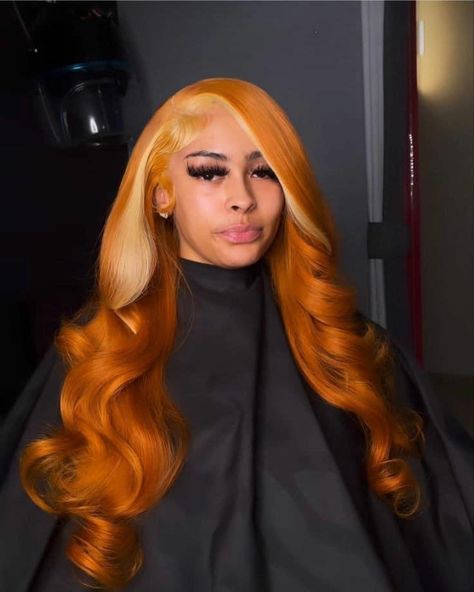 Orange Lace Front Wig, Color Wigs, Hair Color Orange, Glamour Hair, Frontal Wig Hairstyles, Lace Fronts, Ginger Hair Color, Long Curly Wig, Dyed Hair Inspiration