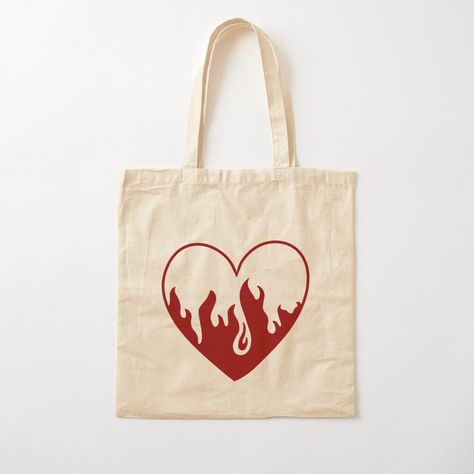 100% cotton reusable shopping carry bag with digital print on one side. Flame Heart Desain Tote Bag Aesthetic, Carry Bag Design Ideas, Desain Tote Bag Simple, Drawings On Bags, Desain Totebag Aesthetic, Tote Bag Embroidery Ideas Aesthetic, Tote Bag Ideas Aesthetic, Tote Bag Ideas Paint, Painted Tote Bag Aesthetic