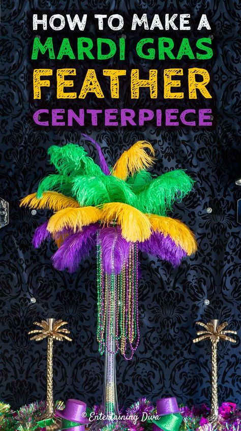 Mardi Gras Feather Centerpieces, Mardi Gras Fundraiser Ideas, Diy Mardi Gras Decor, Mardi Gras Decorating, Mardi Gras Party Decorations Diy, Mardi Gras Table Centerpiece Ideas, Mardi Gras Centerpieces Diy, Mardi Gras Table Decorations, Mardi Gras Theme Party