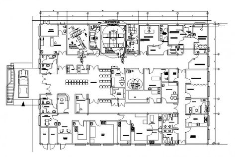 Diagnostic center architecture distribution plan cad drawing details that includes a detailed view of reception area and waiting area with consultant room details specialized departments, operation theater and cleaning departments details pharmacy stores, special and general ward, with specimen collection and emergency laboratory, waiting rooms and x-ray room details provided with rest area and emergency laboratory, sanitary facilities details and culture media and much more of hospital plan. Diagnostic Centre Interior Design, Diagnostic Center Interior Design, Radiology Department Floor Plan, Diagnostic Center Design, Emergency Department Design, Medical Center Architecture, X Ray Room, Hospital Plan, Hospital Ideas