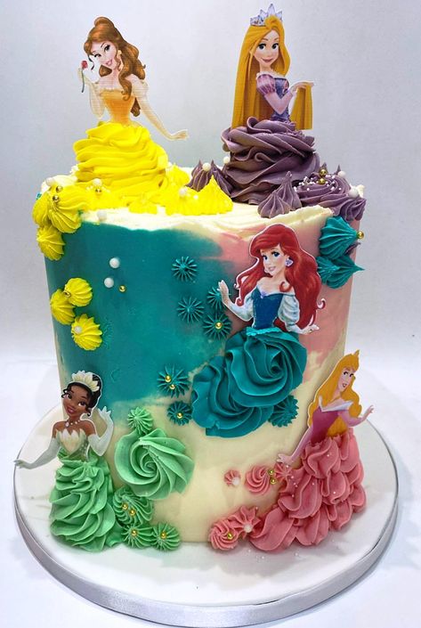 Princess Cake For Girls Birthday, Disney Princesses Cake Ideas, Princesses Cake Ideas, Disney Princess Birthday Cake Ideas, Disney Princess Cake Ideas Simple, Cake Designs For Kids Girl, Princess Cake Simple, Princes Cakes Birthday, Doll Cakes Ideas Princess