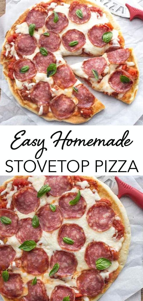 Stove Top Pizza, Deep Dish Pizza Crust Recipe, Deep Dish Pizza Crust, Stovetop Pizza, Homemade Stove, Stromboli Recipes, Pizza Sweet, Homemade Pepperoni, Simple Pizza