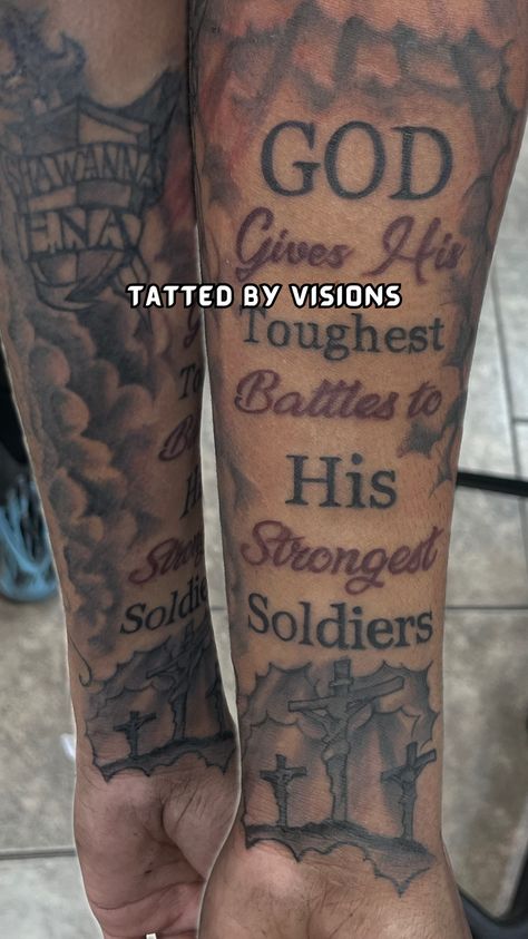 God gives his toughest battles to his strongest soldiers. God Gives His Toughest Battles To His Strongest Soldiers Tattoo, Gods Soldier Tattoo, God Gives His Toughest Battles Quotes Tattoo, God Gives His Toughest Battles Quotes, God Give His Toughest Battles Tattoo, Soldier Of God Tattoo, God Gives His Toughest Battles Tattoo, God Give His Toughest Battles Quotes, Christian Warrior Tattoo