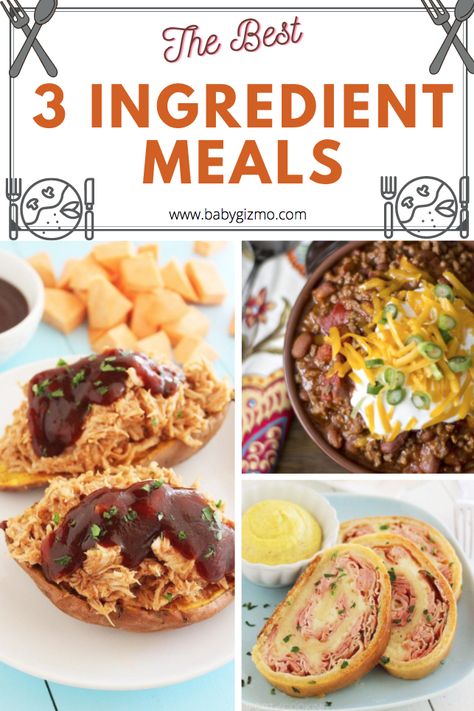 3 Ingredient Meals Easy, Three Ingredient Meals, Low Ingredient Dinners, Five Ingredient Recipes Dinner, 3 Ingredient Recipes Dinner, 3 Ingredient Meals, Easy 3 Ingredient Recipes, 3 Ingredients Recipes, 3 Ingredient Chicken Recipes