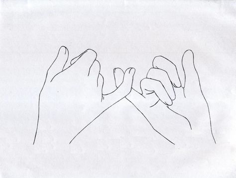 Together Forever Drawing, Drawing Of Pinky Promise, Pinky Swear Drawing, Promise Sketch, Trust Drawing, Asl Tattoo, Pinky Promise Tattoo, Hand Outline, Henne Tattoo