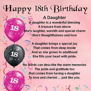 Personalised Coaster - Daughter Poem - 18th Birthday + FREE GIFT ... Happy 18th Birthday Daughter, Niece Poems, Birthday Poems For Daughter, Happy 18th Birthday Quotes, Happy Birthday Niece, Niece Quotes, Happy 18th Birthday, Wishes For Daughter, Happy Birthday 18th