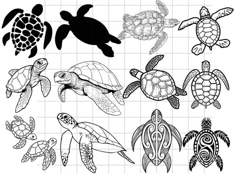 Sea Turtle Tattoo Stencil, Sea Turtles Drawing, Clay Sgraffito, Turtle Stencil, Tatoos Design, Sea Tattoos, Tortoise Tattoo, Ocean Sleeve Tattoos, Sea Turtle Svg