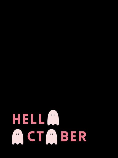 "Halloween Digital Print - \"Hello October\" with Ghosts in Pink and Black" Pink October Background, Pink October Quotes, Halloween Shuffle, Pink Halloween Wallpaper, Hello October Images, Kindle Wallpaper, Pumpkin Vibes, Hello 2024, Holiday Iphone Wallpaper