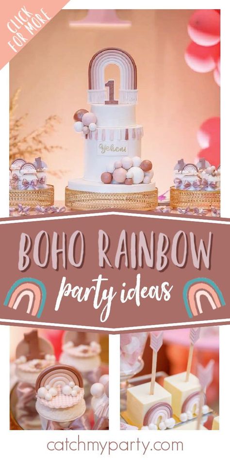 Rustic Rainbow Birthday Party, Bohemian Rainbow Birthday Party, Boho Rainbow Food Ideas, Bohemian Rainbow Cake, Boho Rainbow Birthday Cake, Boho Rainbow Cake, Boho Rainbow Birthday Party, Boho Rainbow Birthday, Rain Bow