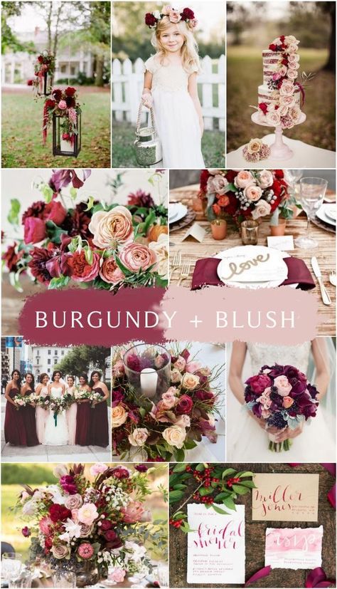 Red Wedding Scheme, Champagne Pink And Burgundy Wedding, Wedding Color Schemes Burgundy And Blush, Burgandy Wedding Themes Fall, 2025 Wedding Color Trends, Maroon Pink And Gold Wedding, Fall Wedding Colors Burgundy, Maroon And Beige Wedding, Romantic Wedding Color Schemes