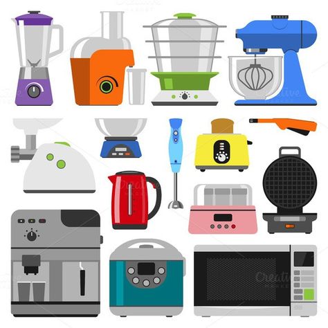 Home appliances vector. Infographic Templates. $5.00 Kitchen Cooking Appliances, Luxury Appliances, Kitchen Electronics, Black Appliances, Vector Infographic, Best Appliances, Kitchen Design Trends, Cooking Set, Cooking Appliances