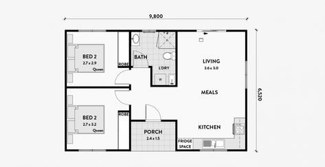 Magnolia 2 bedroom granny flat 60m2 Flat Floor Plan, Granny Flats Australia, 2 Bedroom Granny Flat, Granny Flat Plans, 2 Bedroom Floor Plans, Loft Floor Plans, Flat Plan, Granny House, House Plans With Pictures