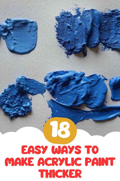 Wondering how to make acrylic paint thicker? In this post, we share 18 easy way to thicken your acrylic paint. Visit the blog to learn more Thick Paint Recipe, How To Make Textures Paint, Painting Thick Texture, How To Texture Acrylic Paint, How To Fix Cheap Acrylic Paint, Painting Textures Techniques, Diy Acrylic Texture Painting, Thickening Acrylic Paint, Acrylic Gel Painting