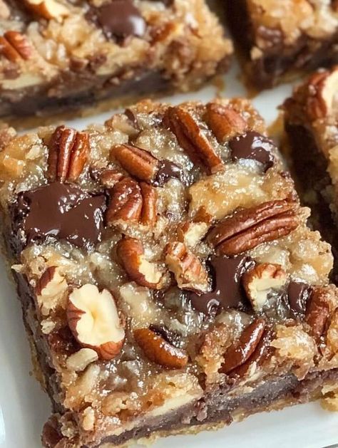 Rachael Ray Recipes 🍰🍲 | German Chocolate Pecan Pie Bars | Facebook German Chocolate Pecan Pie Bars, German Chocolate Pecan Pie, Chocolate Pecan Pie Bars, Baked Apple Oatmeal, Rachael Ray Recipes, Chocolate Pecan Pie, Pecan Pie Bars, Baked Potato Recipes, Pie Bars