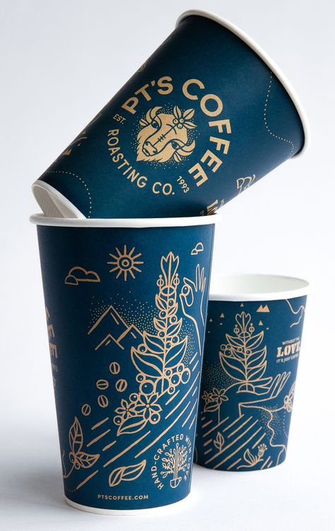 Carpenter Collective – A Design + Branding Studio Coffee Cup Branding Design, Cafe Packaging Ideas, Branded Coffee Cups, Coffee Brand Packaging, Coffee Cup Design Ideas Creative, Takeaway Coffee Cup Design, Tea Company Branding, Coffee Cup Design Art, Cup Branding Design