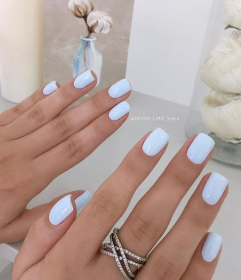 Powder Blue Nails, Blue Gel Nails, Squoval Nails, Casual Nails, Neutral Nails, Manicure Y Pedicure, Fancy Nails, Pretty Acrylic Nails, Chic Nails