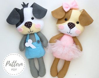 PDF sewing patterns by SewingToysbyAlex on Etsy Dolls Handmade Diy, Dog Sewing Patterns, Teddy Bear Sewing Pattern, Soft Toy Patterns, Dog Doll, Rag Doll Pattern, Sewing Stuffed Animals, Felt Dogs, Doll Sewing Patterns