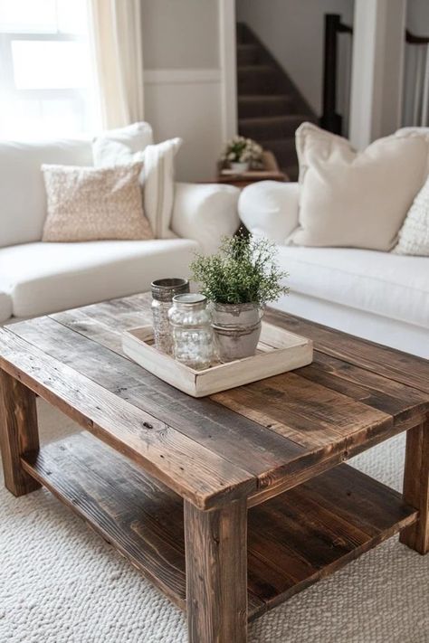 "Elevate your living space with a DIY Reclaimed Wood Coffee Table! 🛠️🌾 Perfect for adding a unique, eco-friendly touch to your home. 🌟✨ #DIYCoffeeTable #RusticFurniture #ReclaimedWoodInspo" "Elevate your living space with a DIY Reclaimed Wood Coffee Table! 🛠️🌾 Perfect for adding a unique, eco-friendly touch to your home. 🌟✨ #DIYCoffeeTable #RusticFurniture #ReclaimedWoodInspo" Diy Wood Coffee Table Rectangle, Homemade Coffee Table, Coffee Table Ideas Diy, Cabin Coffee Table, Build Coffee Table, Farmhouse Coffee Table Diy, Diy Wood Coffee Table, Center Table Ideas, Wood Coffee Table Makeover