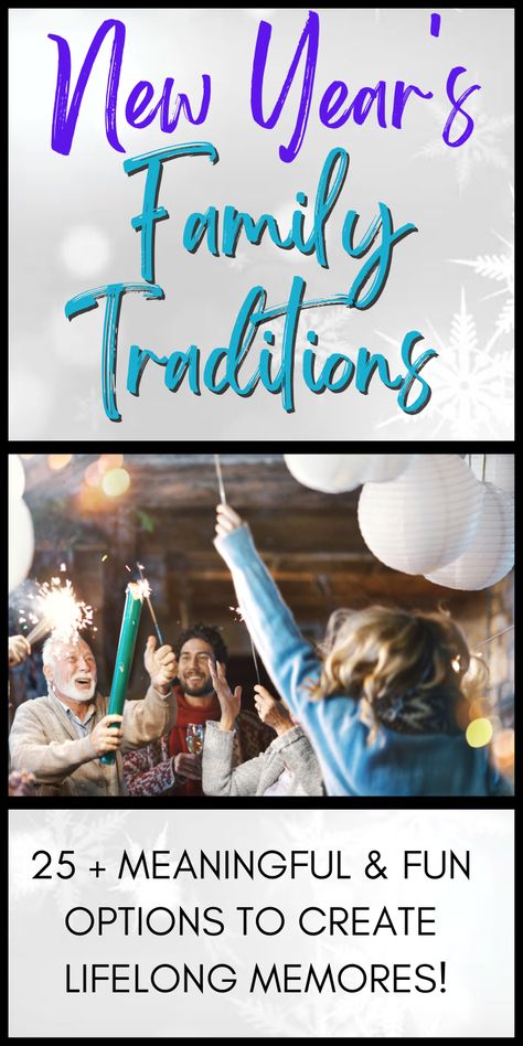 If you're looking for family-friendly ideas for a New Year's Eve party with the kids, here are 25 amazing options for both New Year's Eve & New Year's Day. These are meaningful family traditions you can start & continue each year to have the best celebrations ringing in the new year! Great for kids and adults alike! New Year’s Eve Inspiration, New Year's Day Traditions, New Year’s Day With Kids, New Year’s Eve Party For Family, New Years Family Traditions, New Year Traditions For Kids, New Years Eve Traditions Families, New Year’s Eve Family Traditions, New Year’s Eve Family Ideas