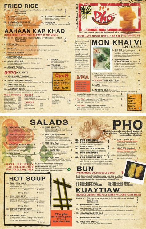 Vietnamese Restaurant To Go Menu Design and Printing. www.inprintla.net Pho Menu, Thai Restaurant Menu, Vietnam Restaurant, Restaurant Graphics, Pho Restaurant, Thai Menu, Vietnamese Street Food, Recipe Drawing, Menu Layout