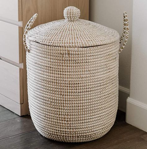 Jolie Market Paris Wicker Laundry Hamper - Bohemian Seagrass Laundry Hamper Basket- Storage Bin, Home Decor, Portable, 100% Eco-Friendly (Large) : Baby Small Entryway Bench, Wicker Basket With Lid, Hemnes Shoe Cabinet, Wicker Laundry Hamper, Reclaimed Wood Benches, Large Laundry Basket, Wicker Hamper, Entryway Shoe Storage, Entryway Table Decor