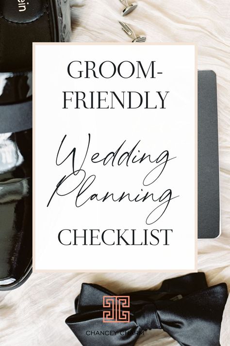 We hear ya, husbands! You’re excited to get married, but have no clue how to help with the wedding planning checklist. The Chancey Charm team have come up with a few groom-friendly wedding planning tasks so that you can feel involved and helpful during the planning process! #weddingchecklist #weddingplanningchecklist Grooms Wedding Checklist, Groom Duties, Wedding Planning Printables, Wedding Day Checklist, Groom Getting Ready, Wedding Vision, Planning Checklist, Wedding Planning Checklist, Wedding Planning Advice