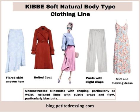 Kibbe Soft Natural Body Type: the Complete Guide Soft Natural Purses Kibbe, Kibbe Soft Natural Neckline, Soft Natural Kibbe Cool Winter, Skirts For Soft Natural, Soft Natural Kibbe Fabrics, Soft Natural Kibbe Boots, Soft Natural Jackets, Soft Natural Bags Kibbe, Midsize Soft Natural