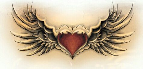 Heart with wings; tattoo idea Heart With Wings Tattoo, Images Noêl Vintages, Helmet Art, Herz Tattoo, Tattoo Magazine, Heart Tattoo Designs, Celtic Tattoos, Memorial Tattoos, Heart With Wings