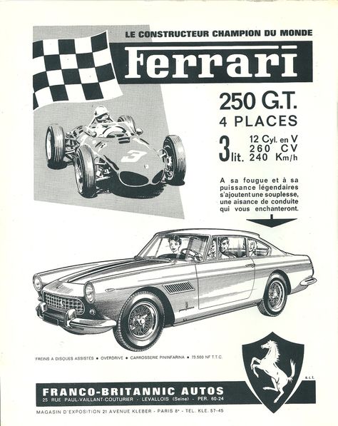 Vintage Ferrari Ad Vintage Ferrari F1 Poster, Vintage Car Posters Ferrari, Old F1 Posters, Ferrari Poster Aesthetic, Vintage Poster Black And White, F1 Poster Design Ferrari, Ferrari Poster Vintage, Ferrari Graphic Design, Ferrari Poster F1