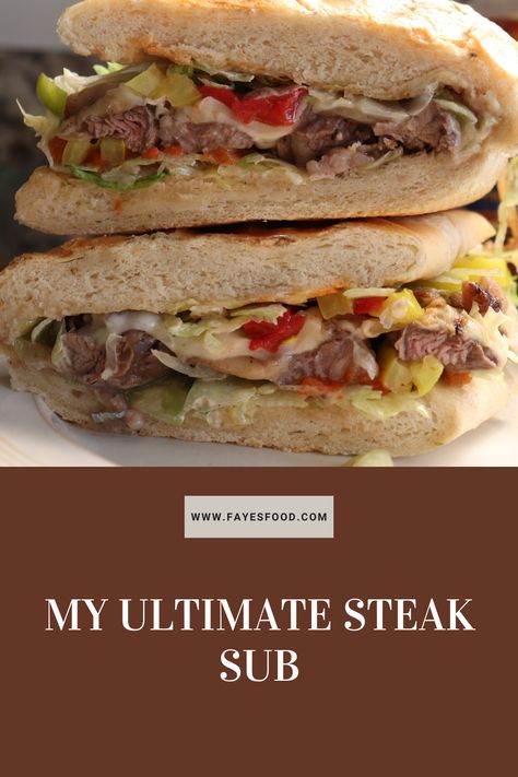 Steak Subs Recipes, Steak Subs, Food Sandwiches, Steak Sandwich Recipes, Ribeye Steak Recipes, Cuban Bread, Steak Tips, Flat Iron Steak, Marinated Steak