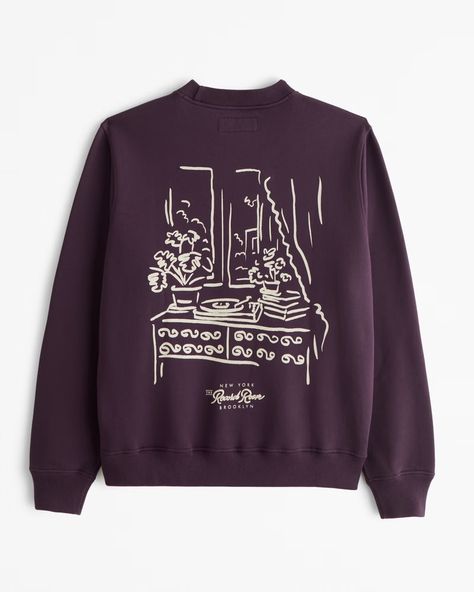 Women's Premium Heavyweight Graphic Crew Sweatshirt | Women's Tops | Abercrombie.com Classic Sweatshirt, Weather Wear, Low Low, Men's Tops, Mens Essentials, Crew Sweatshirts, Low Iron, Inspiring Quotes, Deep Purple