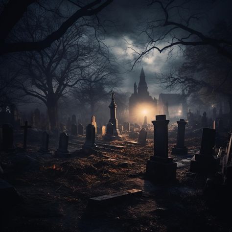 Premium Photo | A haunted graveyard full of shadows Fantasy Graveyard, Graveyard Photography, Haunting Photography, Raspberry Powder, Haunted Cemetery, Halloween Cemetery, Spooky Graveyard, Haunted Graveyard, Haunting Photos