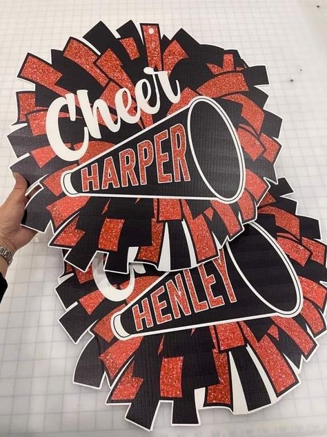 Cheer Camp Door Decorations, Cheerleading Locker Decorations, Cheer Locker Decorations, Cheer Treats, Cheer Decorations, Cheer Nationals, Cheer Box, Dorm Door Decorations, Cheer Banquet