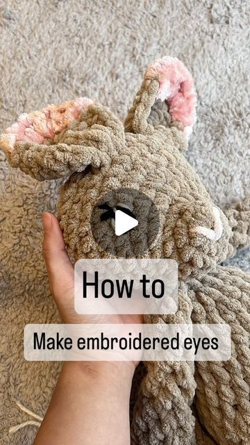 Amigurumi Embroidered Eyes, Sewing Eyes On Crochet, Embroidered Eyes Animal, Crochet Embroidered Eyes, Crochet Animal Faces, How To Embroider Eyes On Stuffed Animals, Embroidered Eyes On Crochet, Crochet Eyes For Stuffed Animals, How To Embroider Eyes On Crochet