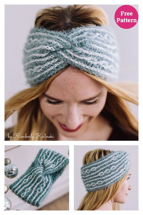 Arctic Shimmer Brioche Headband Free Knitting Pattern Hygge Yarn, Crochet Ear Warmer Free Pattern, Diy Laine, Knitted Headbands, Headband Ideas, Brioche Knitting, Crochet Hat Free, Crochet Ear Warmer, Knitted Headband