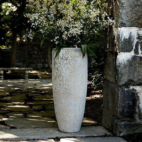 Barnacle Tall Modern Pot, 16" - Terrain Tall Planters Front Door, Tall Potted Plants, Front Porch Planters, Outdoor Vases, Modern Pot, Potted Plants Outdoor, Urn Planters, Flower Pot Garden, Indoor Outdoor Planter