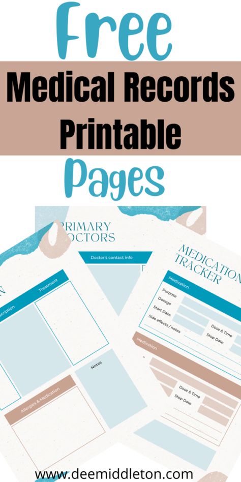 Medical Records Organization Ideas, Medical Planner Free Printables, Medical Records Printable Free, Medical Records Organization, Medical Binder Printables Free, Project Binder, Medical Printables, Medical Binder Printables, Binder Printables Free