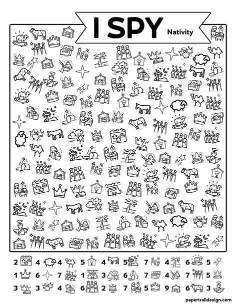 Bible I Spy Printable, Nativity I Spy Free Printable, I Spy Bible Printables For Kids Free, Christmas Activities School, Joy Crafts For Kids Sunday School, Bible Activities For Kids Printables, Advent Worksheets, Nativity Activities For Kids, Christmas Activity Sheets For Kids