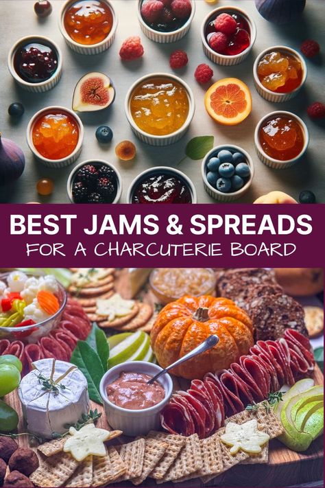 Unlock the secrets of charcuterie board perfection with our guide to the best jams and spreads. From sweet to savory and everything in between, we have the ultimate list to elevate your charcuterie game. Follow us for more simple yet sophisticated seasonal recipes! Purple Foods Charcuterie Board, Subway Charcuterie Board, Sweet Treat Board Ideas, Charcuterie Board Foods, How Much To Buy For A Charcuterie Board, Charcuterie Board Jam Ideas, Charcuterie Board Jellies, Fig Jam Charcuterie Board, Cheese Board Recipes